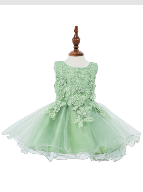 Lace glitter tulle baby dress 9110