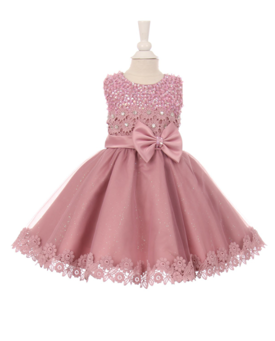 Lace Glitter tulle Infant Dress 9051B