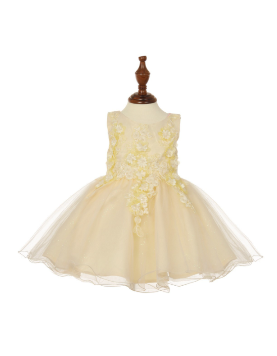 Lace baby dress with pearls 9109