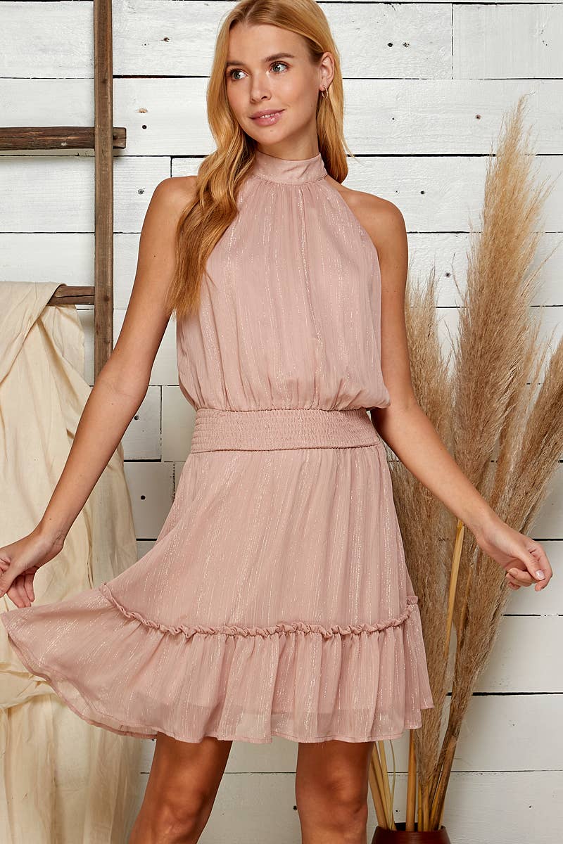 Tiered Halter Neck Dress