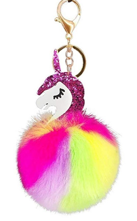 Unicorn Pompom Key Ring