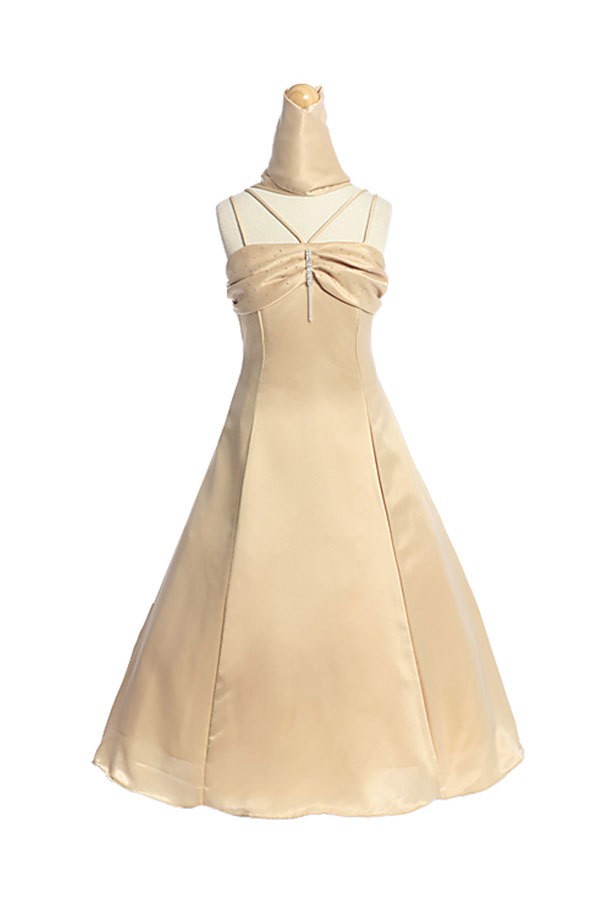 A-Line Satin Dress with Tiny Accent