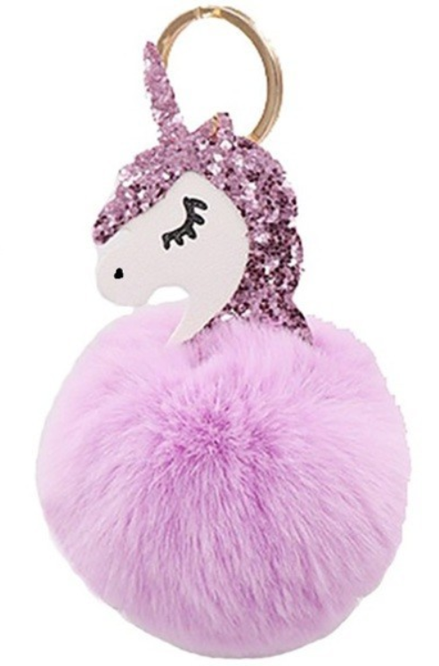 Unicorn Pompom Key Ring