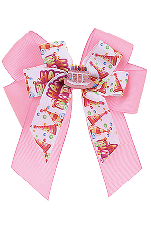 Birthday Theme Alligator Clip Bow