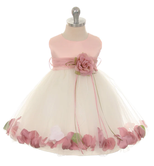 Rose Top Satin Flower Petal Dress 160B