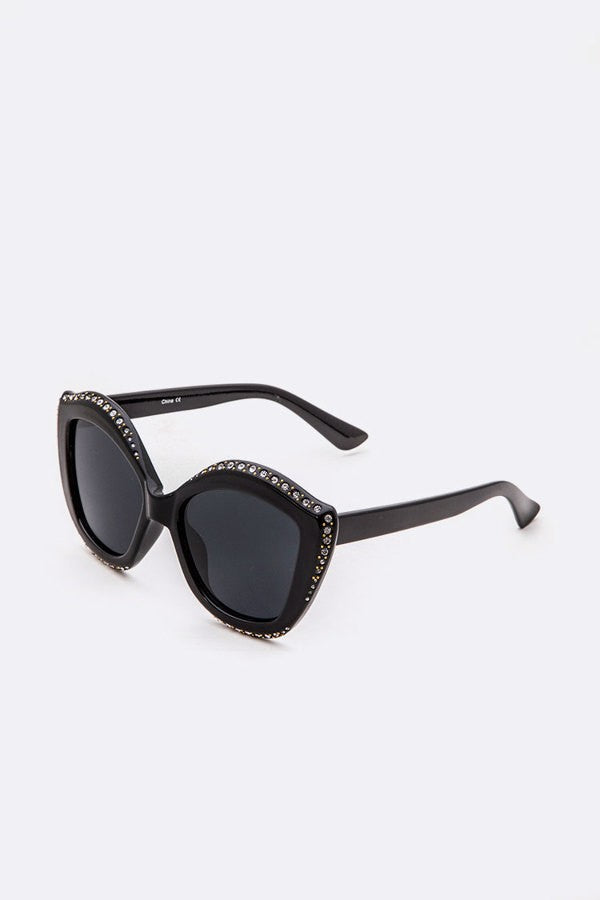 Crystal Accent Cat Eye Oversize Sunglasses