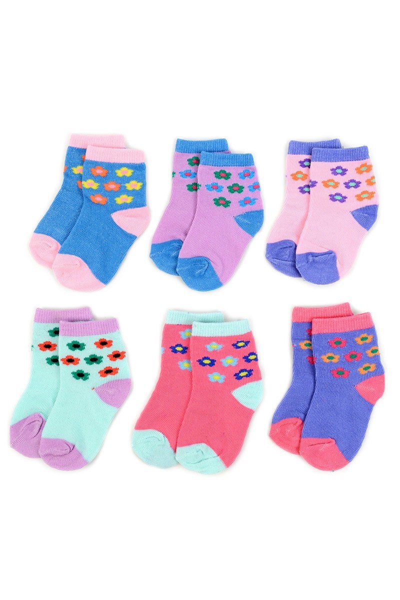 Infant Girl's Flower Pattern Socks 0-3 Yrs