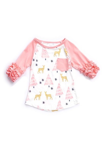 Pink Deer Raglan Shirt