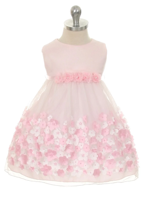 3D Taffeta Flowers Baby Dress