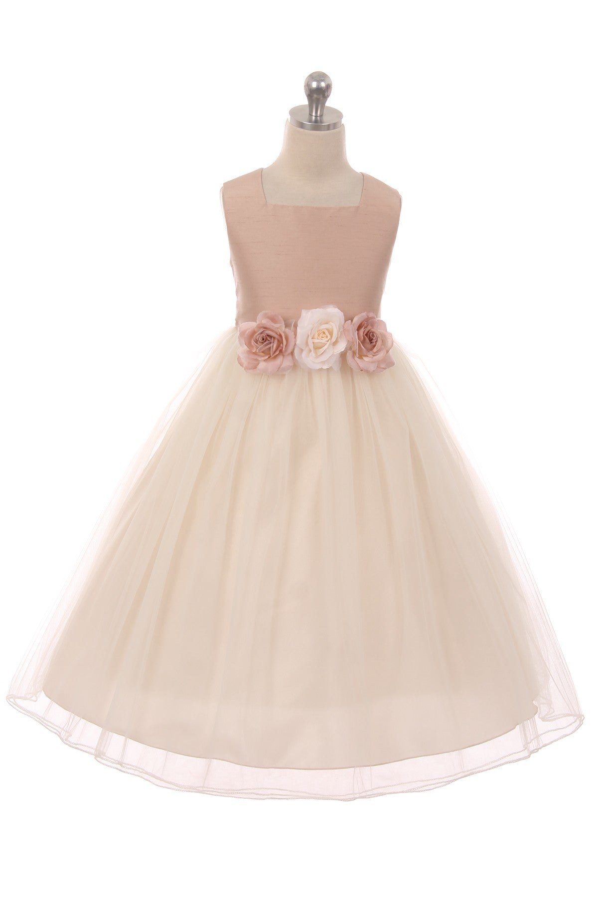 Flower girl dress with a square neck 428