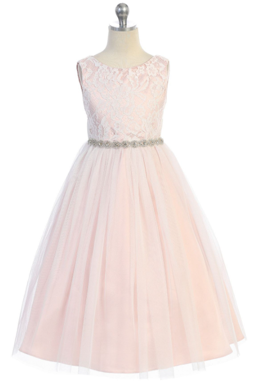 Lace top full length tulle Dress 494