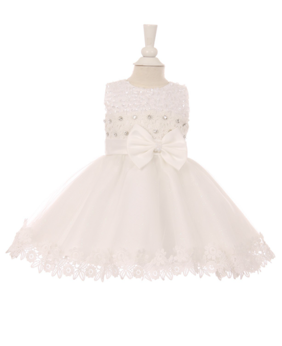 Lace Glitter tulle Infant Dress 9051B