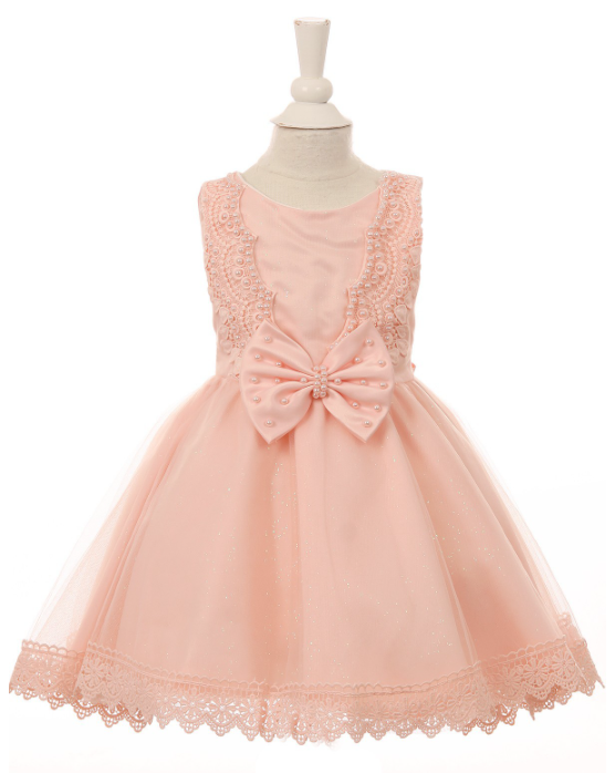 Satin Glittered Tulle Dress 9087