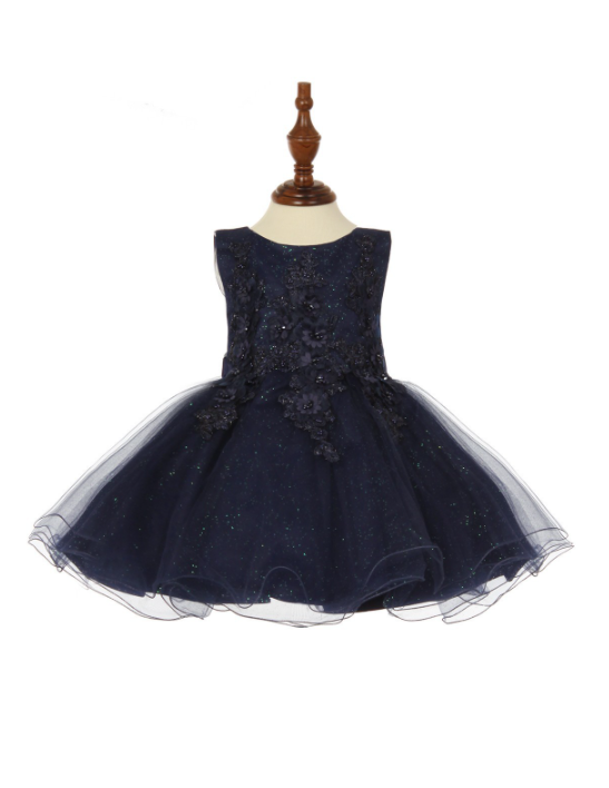 Lace baby dress with pearls 9109