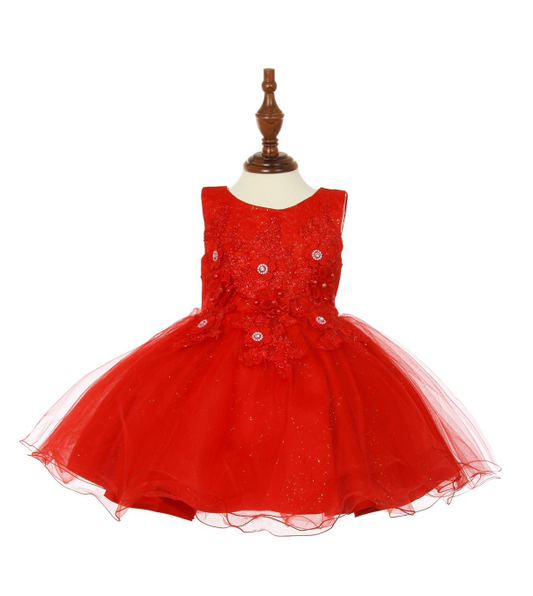 Lace glitter tulle baby dress 9110