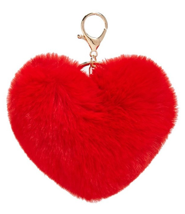 Heart Pompom Key Chain