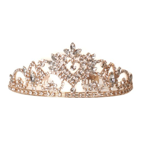 Gold rhinestone comb crown CR-60402