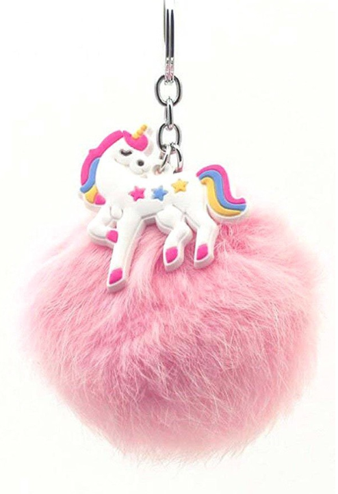 Rainbow Pompom Unicorn Key Ring