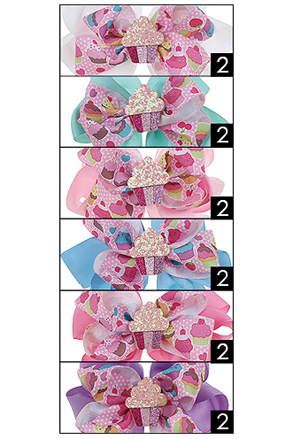 Cup Cake Alligator Clip Bow