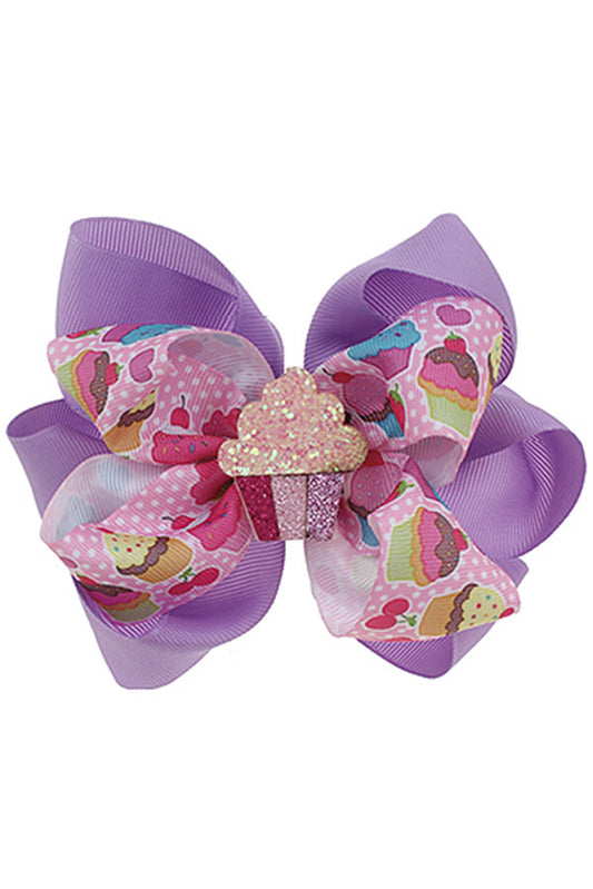 Cup Cake Alligator Clip Bow