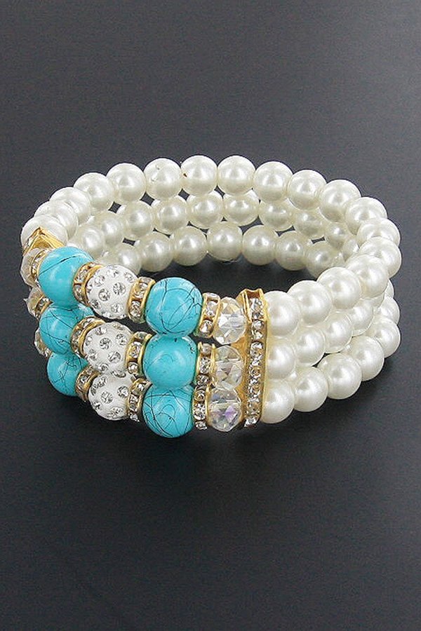 Pearl and Gemstone Stretch Bracelet