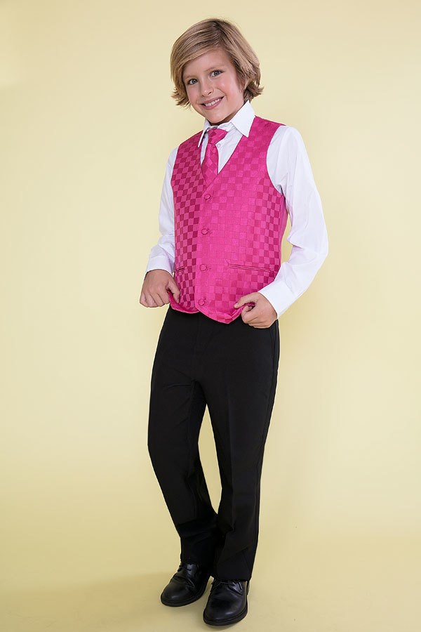 Boy's 5pcs Suit with colored Vest & Tie