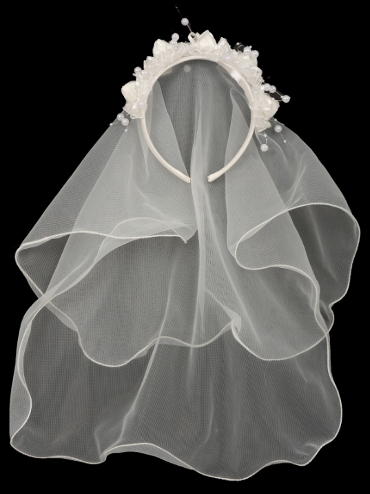 Flower pearls crown short veil